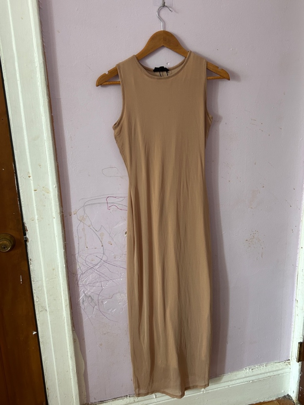 See You Monday Sleeveless Midi Dress in Beige